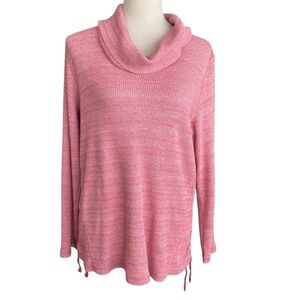 J. Jill Cowl Neck Sweater Women Size L Cotton Blend Textured Side Tie Chic Cozy